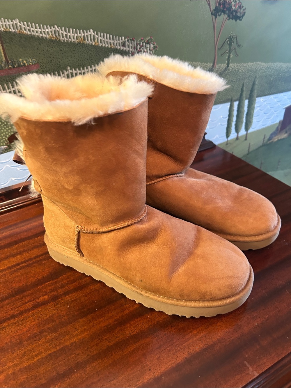 Ugg’s Women's Bailey Bow II Shearling Boots in Chestnut